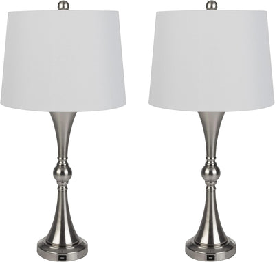 Lavish Home Set of 2 Table Lamps - Lamps with USB Charging Ports, Touch Control